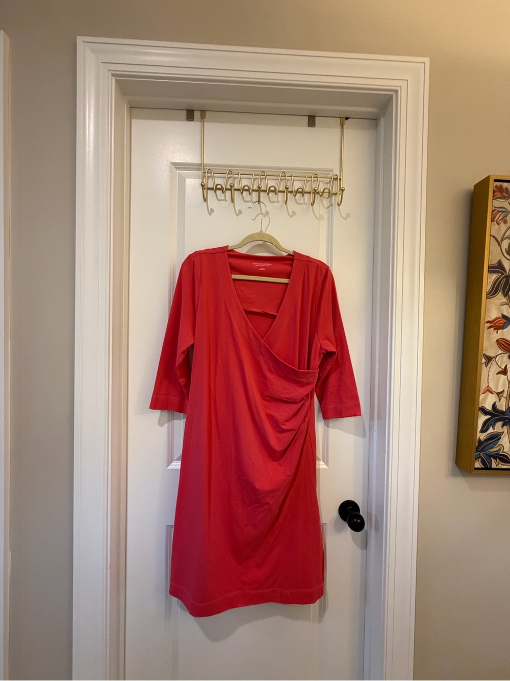 Soft Surroundings Coral Wrap-Style Midi Dress